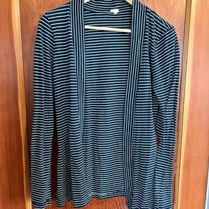 J. Crew Navy and Teal Striped Cardigan